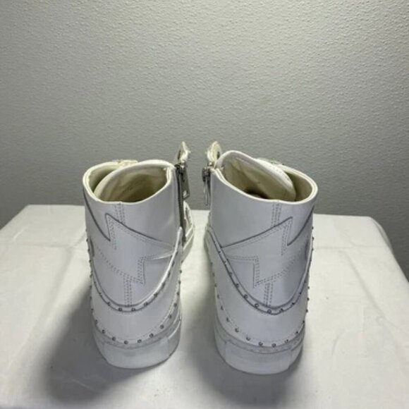 NEW ZADIG & VOLTAIRE Accessories Mid Top White leather Flash Lace Up Mens Sz 10 - Picture 3 of 6